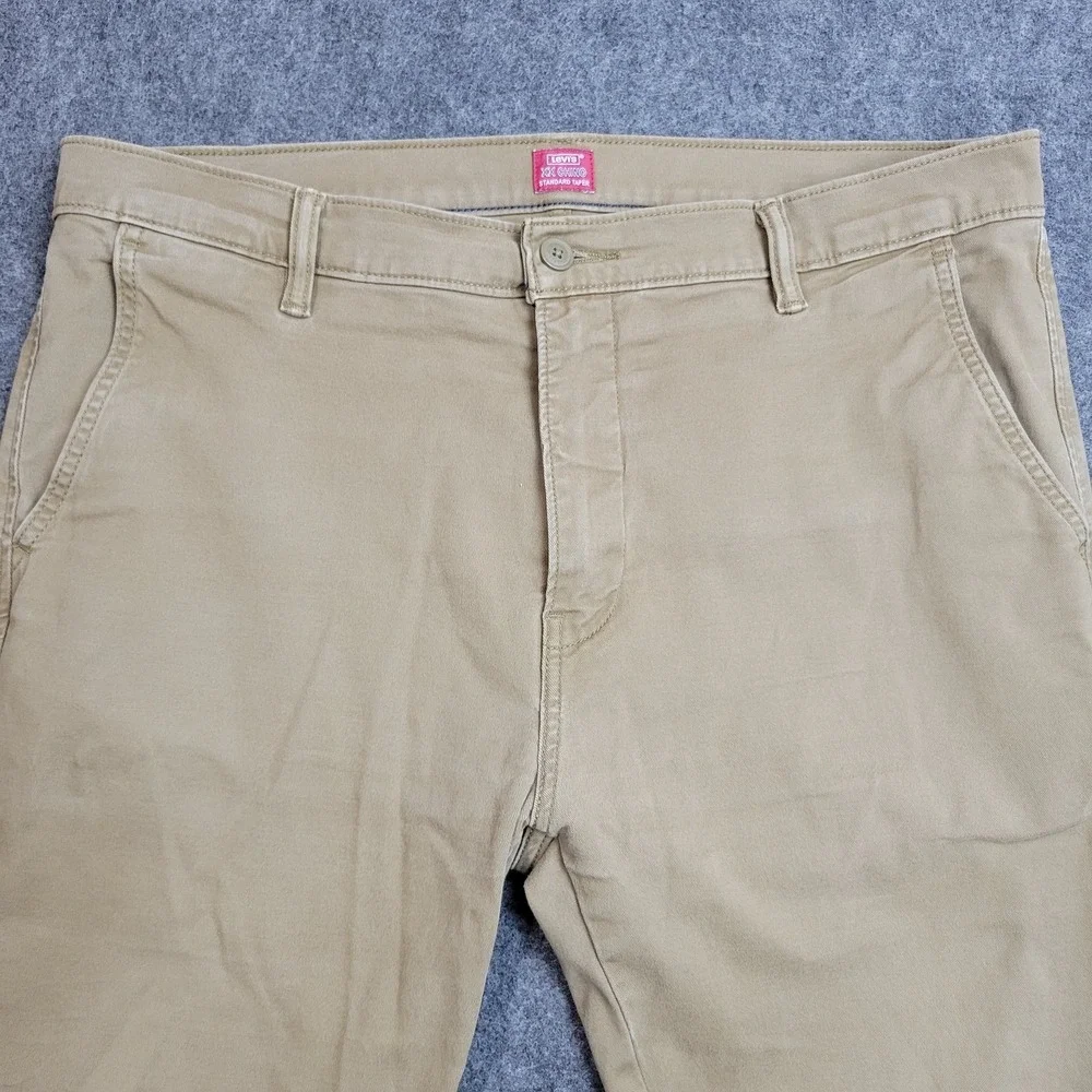 Levis Chino Pants Mens 36x32 Brown Stretch Flat Front XX Standard Tapered Leg